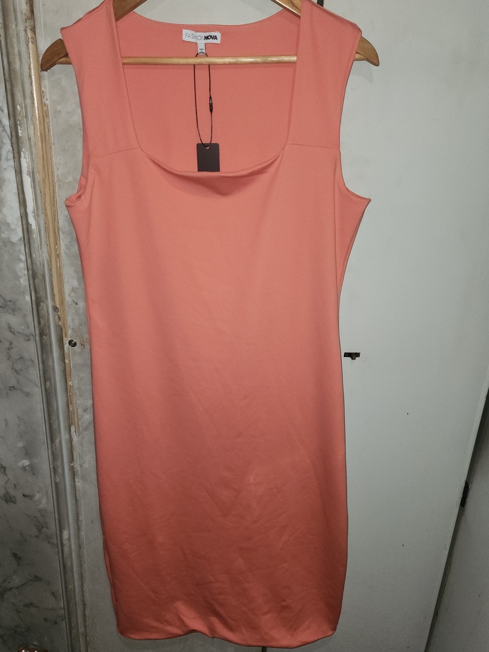 Fashion Nova Coral Midi Scoop Neck Dress